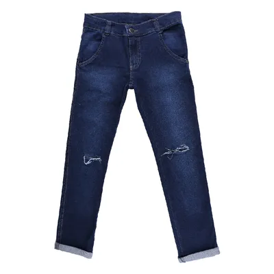 Calça Jeans Juvenil Okyside Lavagem Used Com Barra Virada Calça Jeans Juvenil Okyside Lavagem Used Com Barra Virada